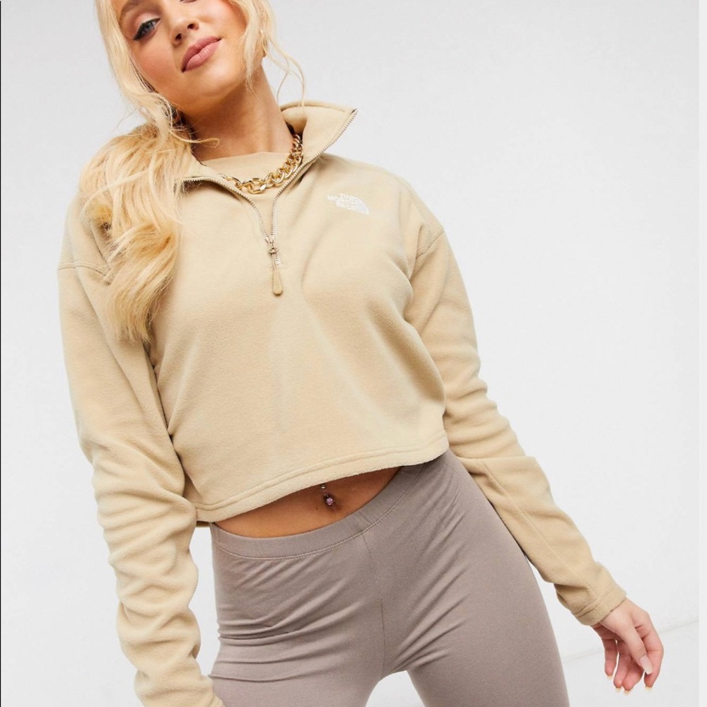 The North Face Women's Natural 100 Glacier 1/4 Zip Cropped Fleece